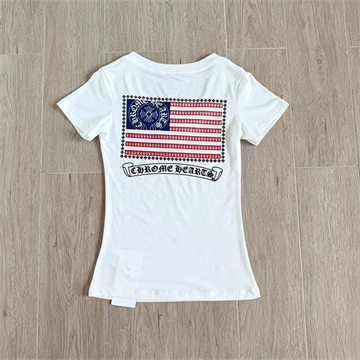 chrome hearts american flag graphic v neck short sleeve t-shirt